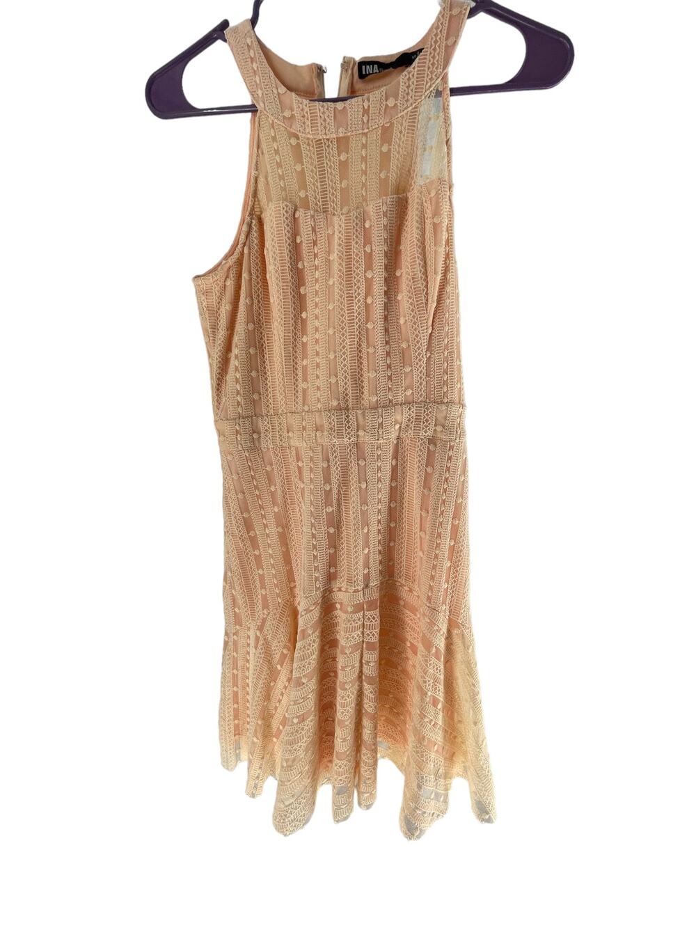INA Peach Lace Sleeveless A-Line Mini Dress Women's Size Small